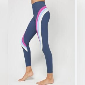 L*SPACE Active Chasing Rainbows Leggings Ribbed Blue Pink | Medium